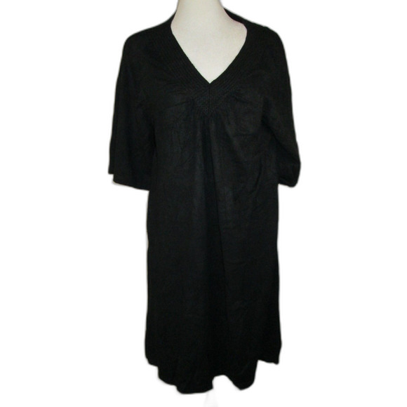 George Thin Sweater Dress XL Black Neck Detail Rayon Nylon Blend (RK105) - Picture 1 of 11